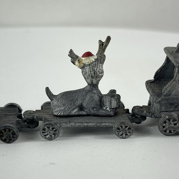 Rare Vintage 70s MSR 4pc Miniature Pewter Christmas FREEDOM TRAIN -Bear Unicorn - Picture 3 of 10